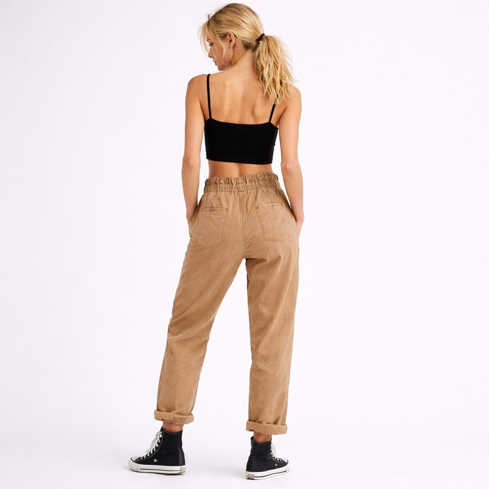 Free People Margate Drawstring Paperbag Pants Khaki Sz S - Picture 3 of 10